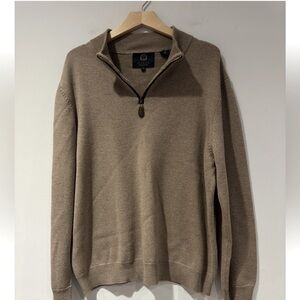 Viyella Men's Mockneck Quater Zip Merino Wool Sweater